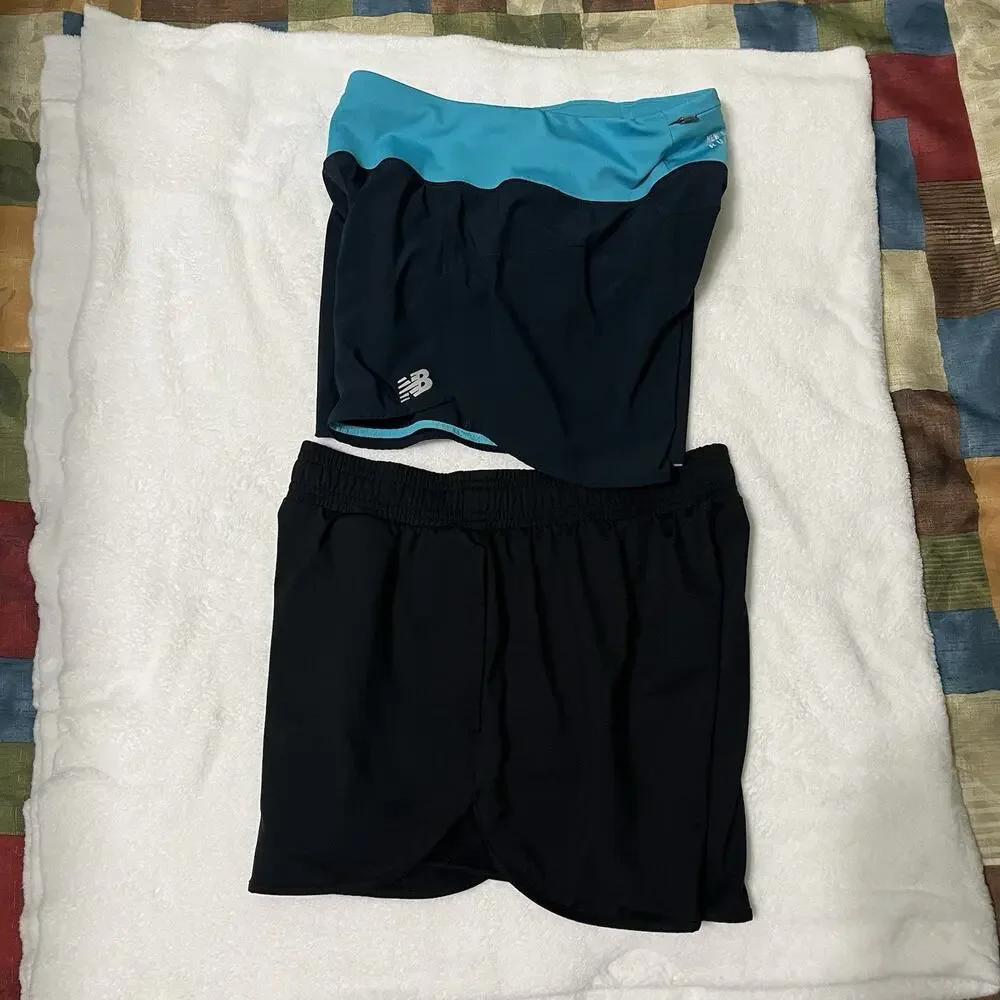 Lot Of 2 Women’s Gym Shorts Size Small Black Blue New Balance /all In Motion